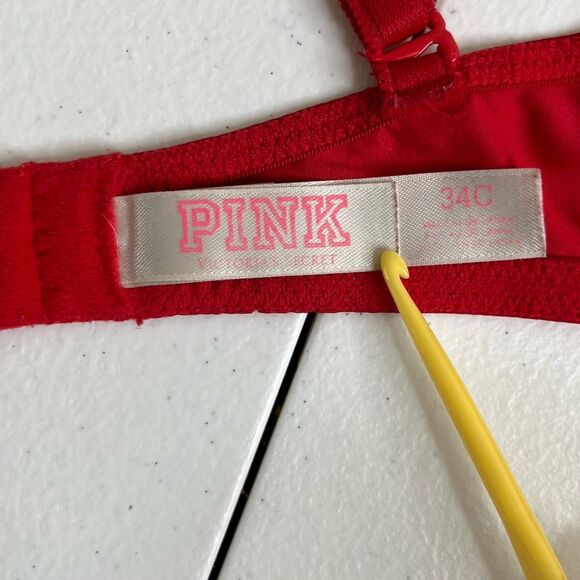 Pink Victorias Secret Red Wear Everywhere Push Up Bra Size 34C Convertible Strap - Picture 11 of 15